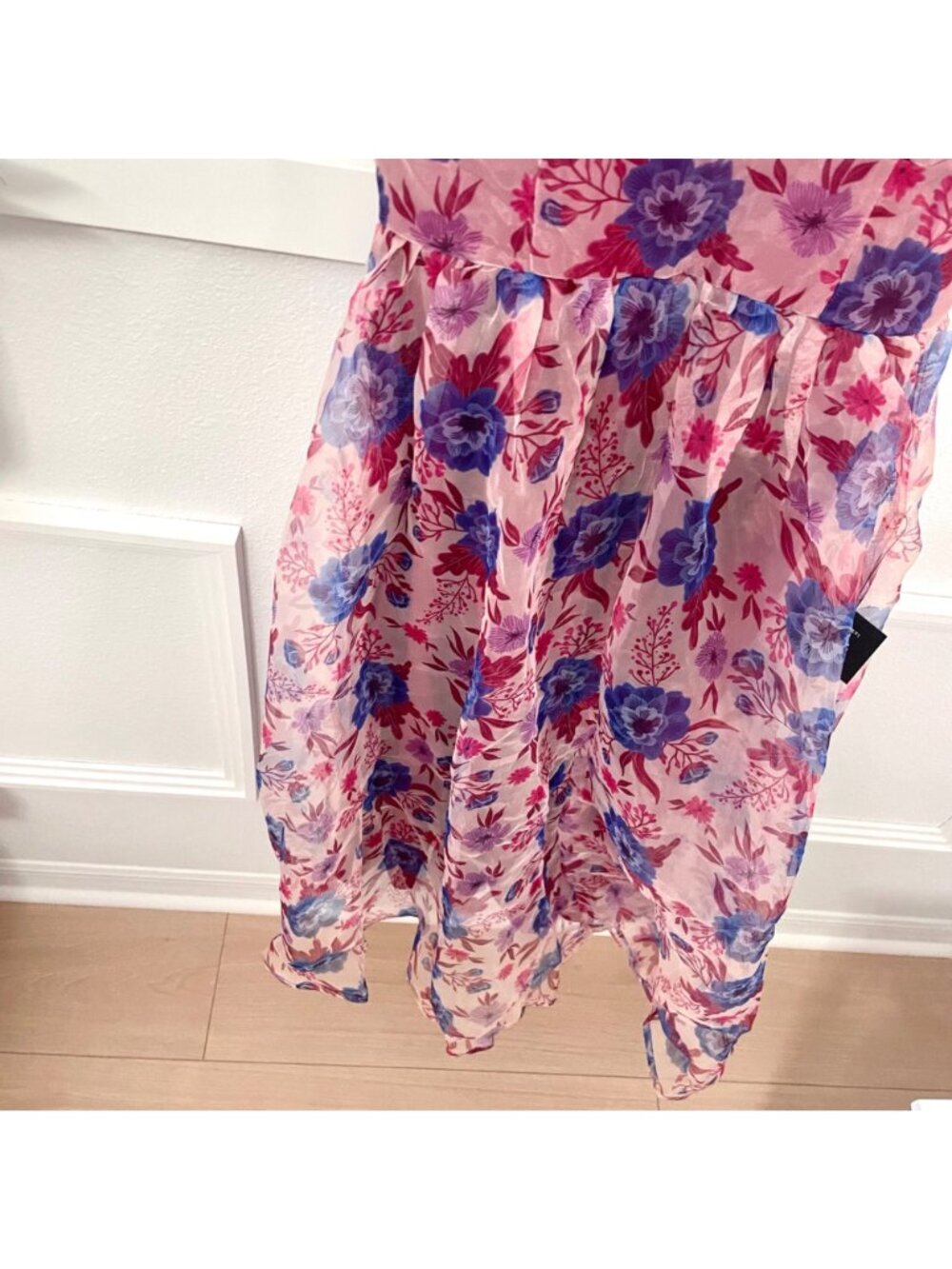 NWT Lulus Delightful Look Magenta Floral Print Bustier Midi Skater Dress Size S - Picture 3 of 9